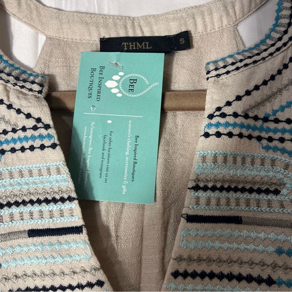 THML Cream and Blue Boho Patterned Halter Dress Sz S NWT - Picture 3 of 12